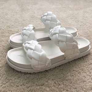 Qupid white braided sandals